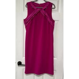 Jessica Howard Women's Pink Fuschia Satin Twist Front Detail Dress Size 16